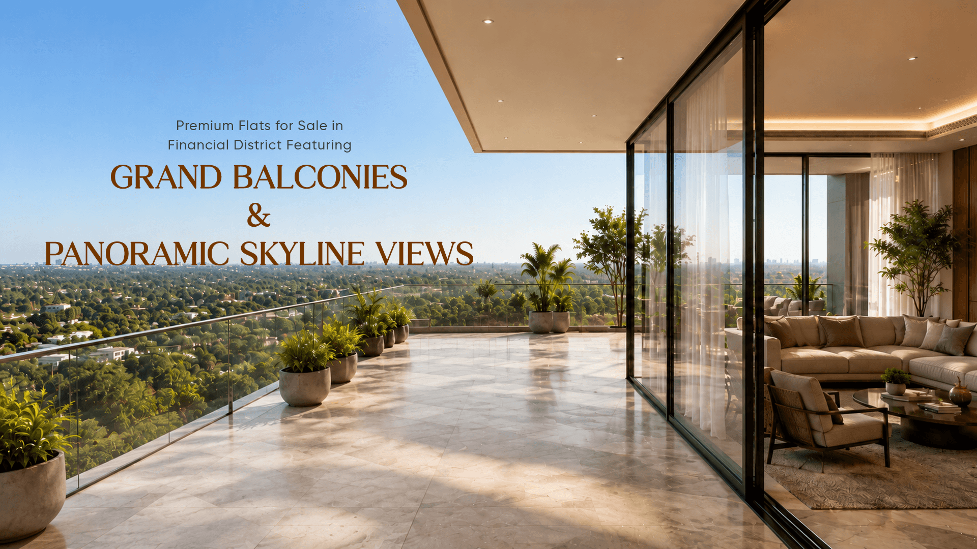 premium flats for sale in financial district — Grand Balconies and Panoramic Skyline Views at Pavani Mirai